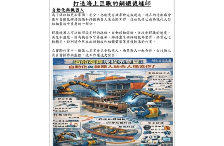 台船公司「認識造船-造船科普」系列主題   聚焦「造船電銲」