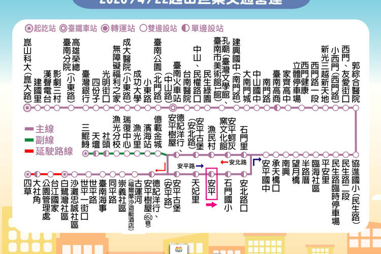 都會公車102路「崑山科大-安平」4/22上線營運 