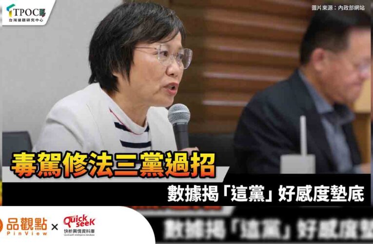 毒駕修法三黨過招 數據揭「這黨」好感度墊底