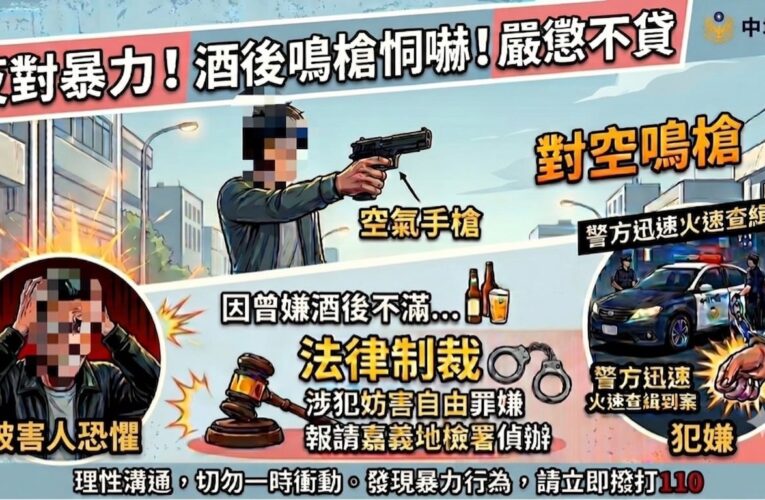 【嫌犯酒後持槍危害社區　中埔警火速查緝到案】