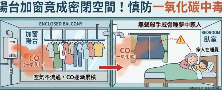 陽台不通風恐釀一氧化碳中毒　醫提醒防範「無聲殺手」掌握4重點