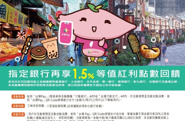 彰化銀行攜手三峽、八里商圈推「台灣Pay優惠」　消費現折20%帶動觀光與數位轉型