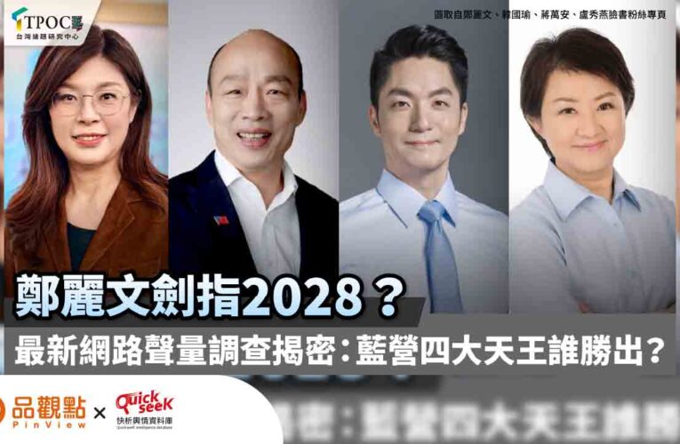 鄭麗文劍指2028？最新網路聲量調查揭密：藍營四大天王誰勝出？