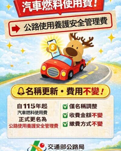 汽車燃料使用費換新名！高雄市區監理所：「公路使用養護安全管理費」7月開徵