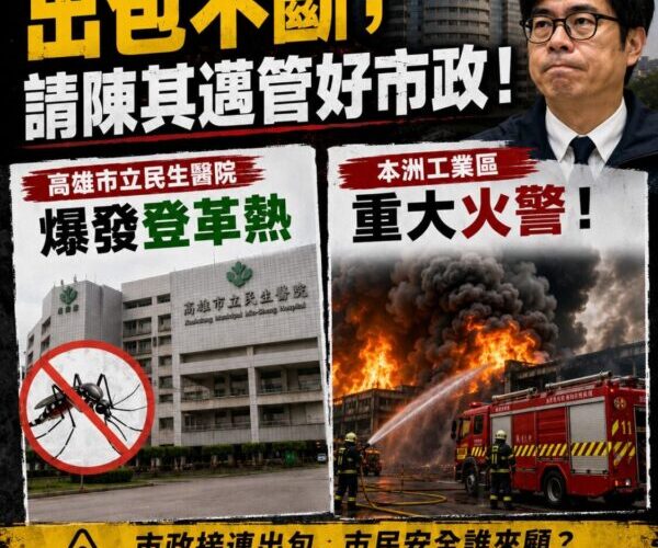 高雄市議員陳麗娜：出包不斷還想輔選？請陳其邁管好市政！