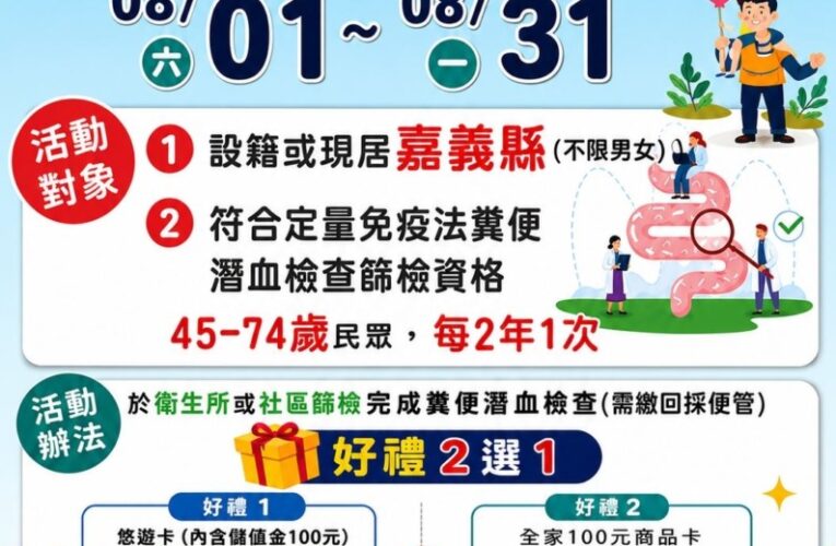 8月關愛父親健康月　定期大腸癌篩檢不可少