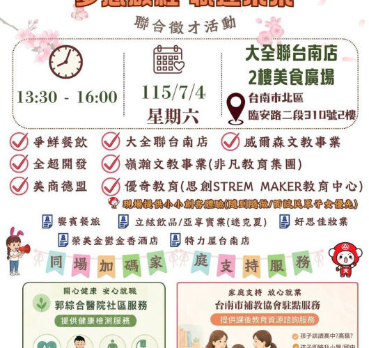 臺南搶搭就業列車！7月徵才最高薪上看6萬