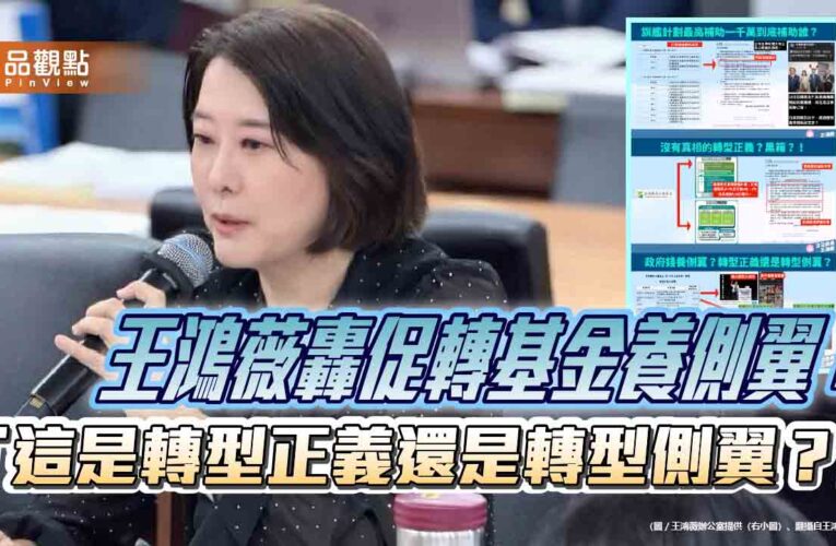 王鴻薇轟促轉基金養側翼：「這是轉型正義還是轉型側翼？」