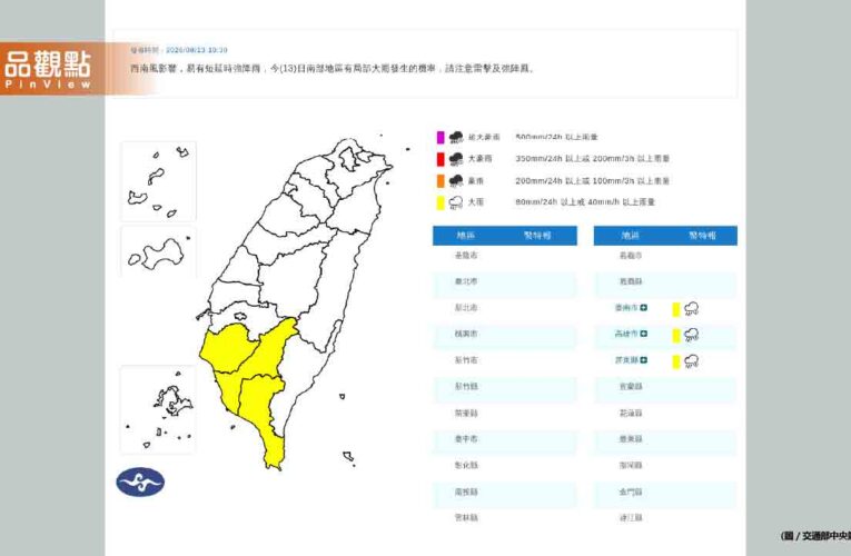 7縣市大雨特報！氣象署：恐有短延時強降雨