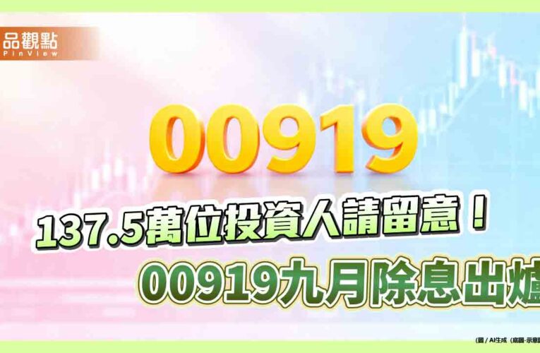 00919配息1.1元創新高！年化配息率13.77%　想領息最晚這天買