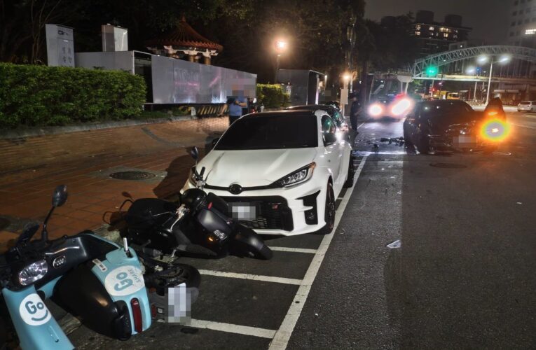 酒駕撞水泥柱再波及4車　共5車受損　中警依法送