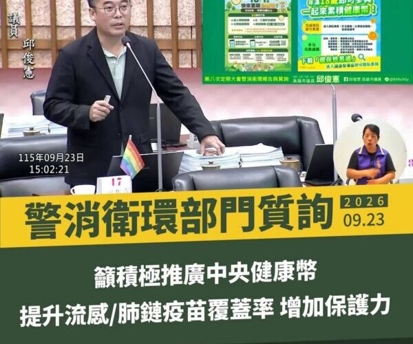 高雄市議員邱俊憲：預防勝於治療，高雄城市的安全要做得更細、更貼近生活！