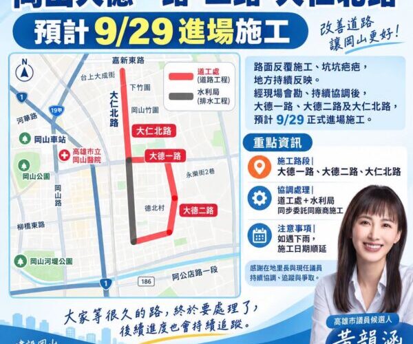 黃韻涵邀相關位會勘大德一路、二路、大仁北路 預計9/29進場施工