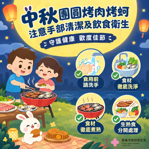 中秋烤肉樂團圓　嘉市衛生局提醒飲食衛生、落實防蚊