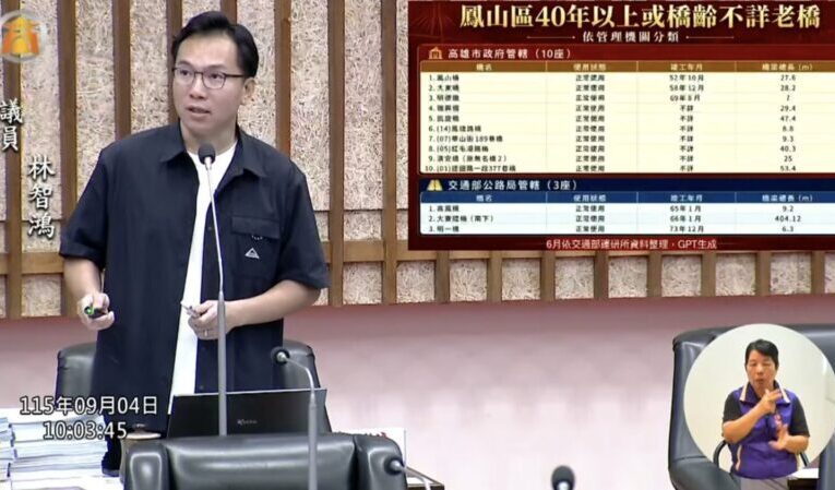 借鏡熊本強震橋損　林智鴻要求市府「高雄老橋總盤點」