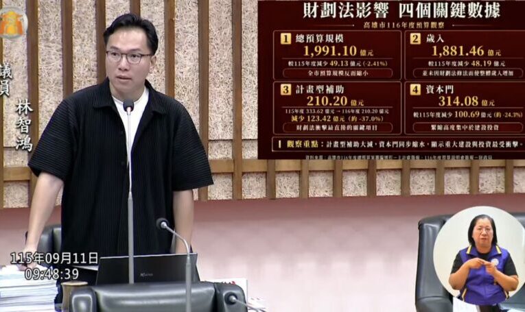 林智鴻議員：高雄計畫型補助實質遭減179億，市府應儘速盤點影響！