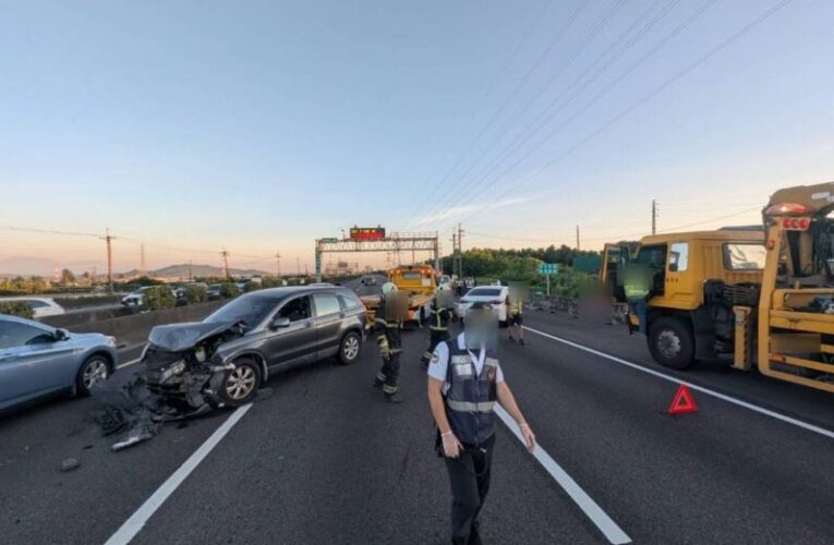 國道1號傳5車追撞！疑未保持安全距離　駕駛手掌擦傷