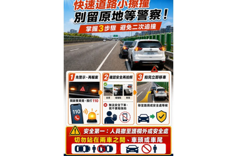 車禍擦撞留原地等警察?高雄警揭保命3原則避免二次追撞