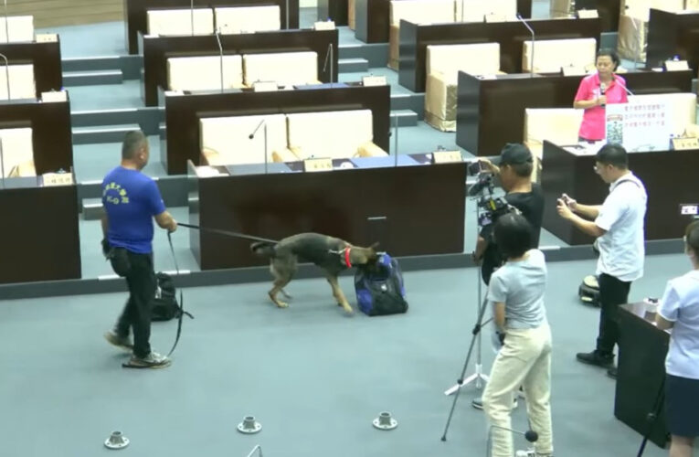 南投無警犬隊？  議員秀警犬搜菸毒籲跨局處防護