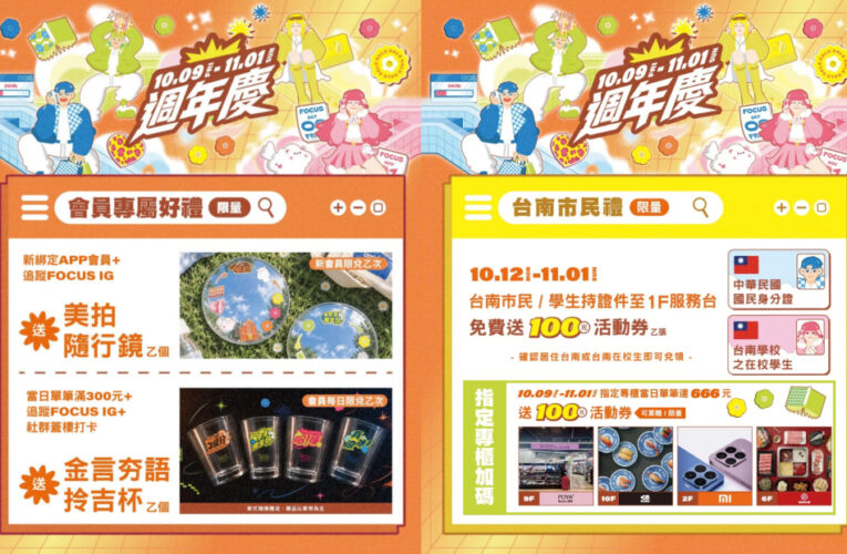 FOCUS週年慶登場 最高回饋千元抽30萬元好禮
